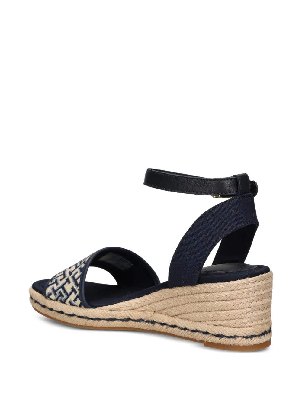Tommy Hilfiger Sandalen met monogram-patroon en sleehak Blauw