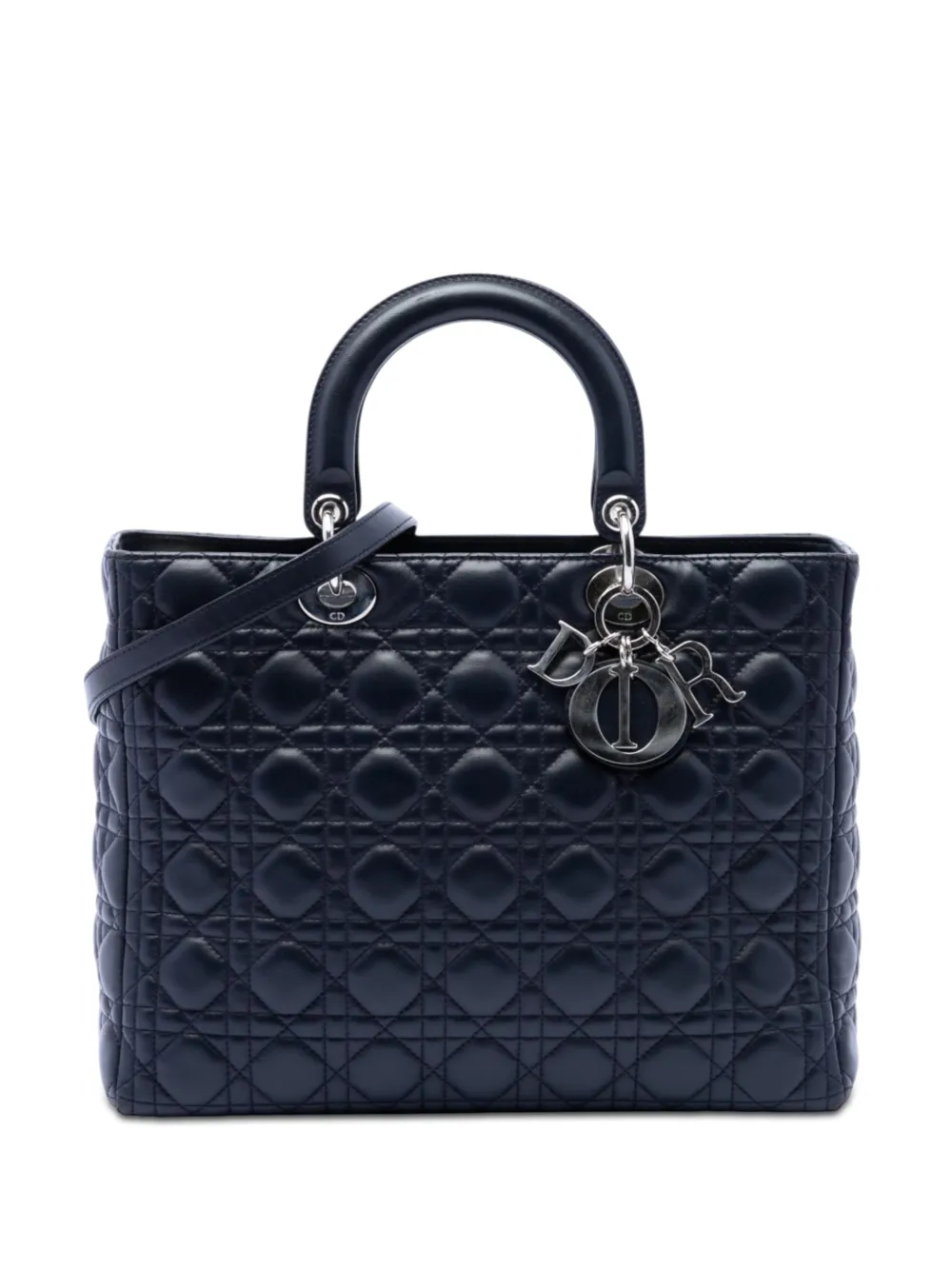 Christian Dior Pre-Owned 2011 Large Lambskin Cannage Lady Dior satchel - Blue