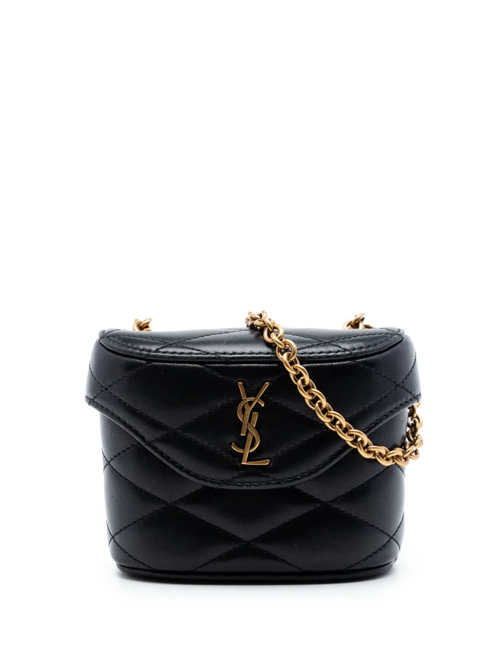 Saint Laurent Pre-Owned 2024 Micro Quilted Lambskin Monogram June Box Vanity Bag crossbody bag - Nero
