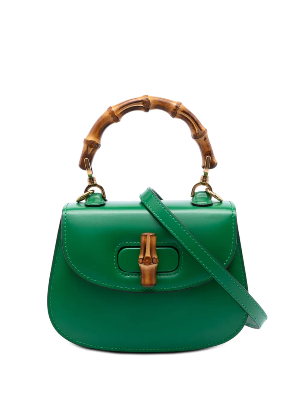Gucci Pre-Owned 2016-2026 Mini Calfskin 1947 Bamboo Top Handle Bag satchel - Verde