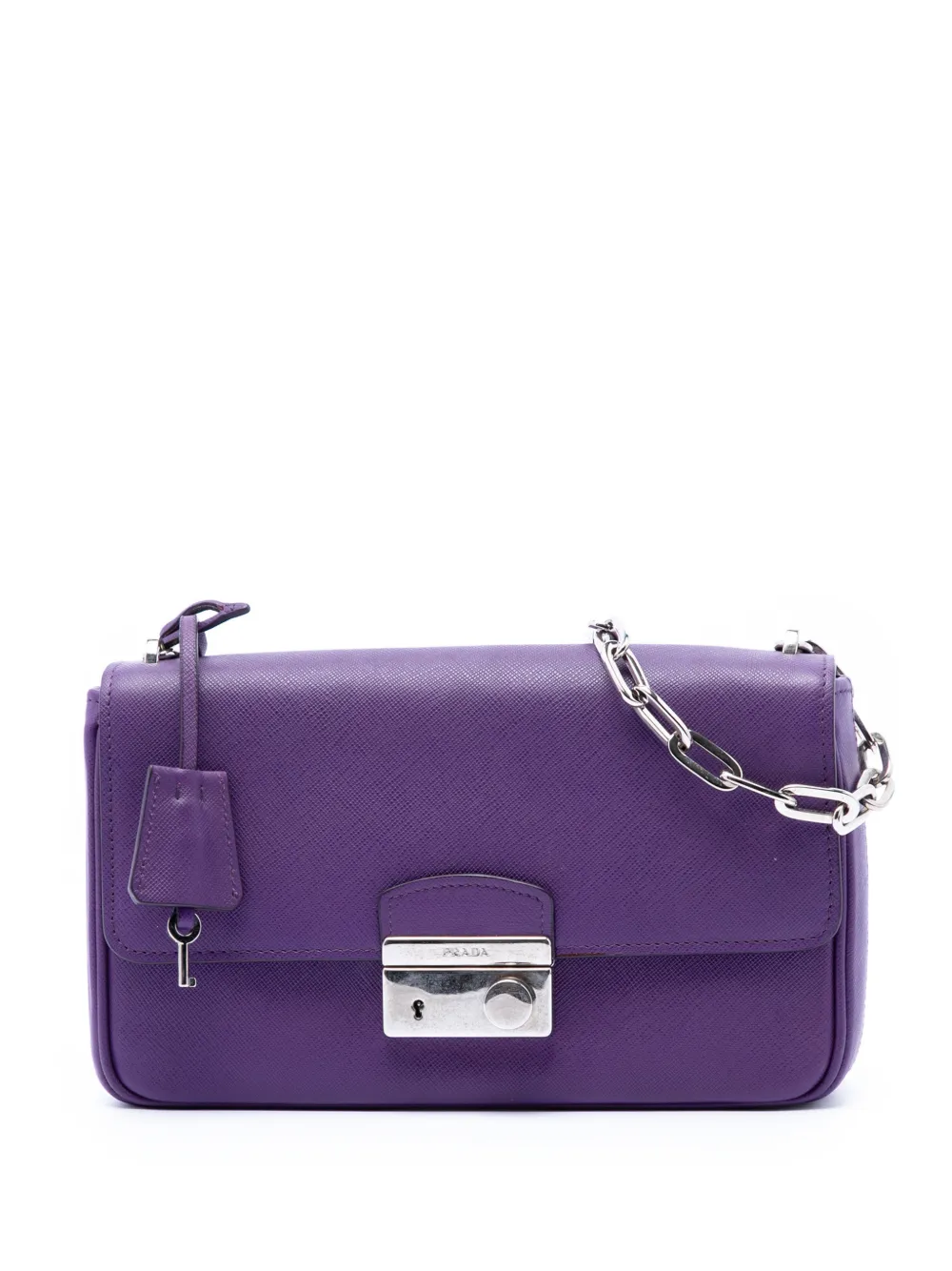 Prada Pre-Owned 2021-2026 Saffiano Sound Lock crossbody bag - Viola