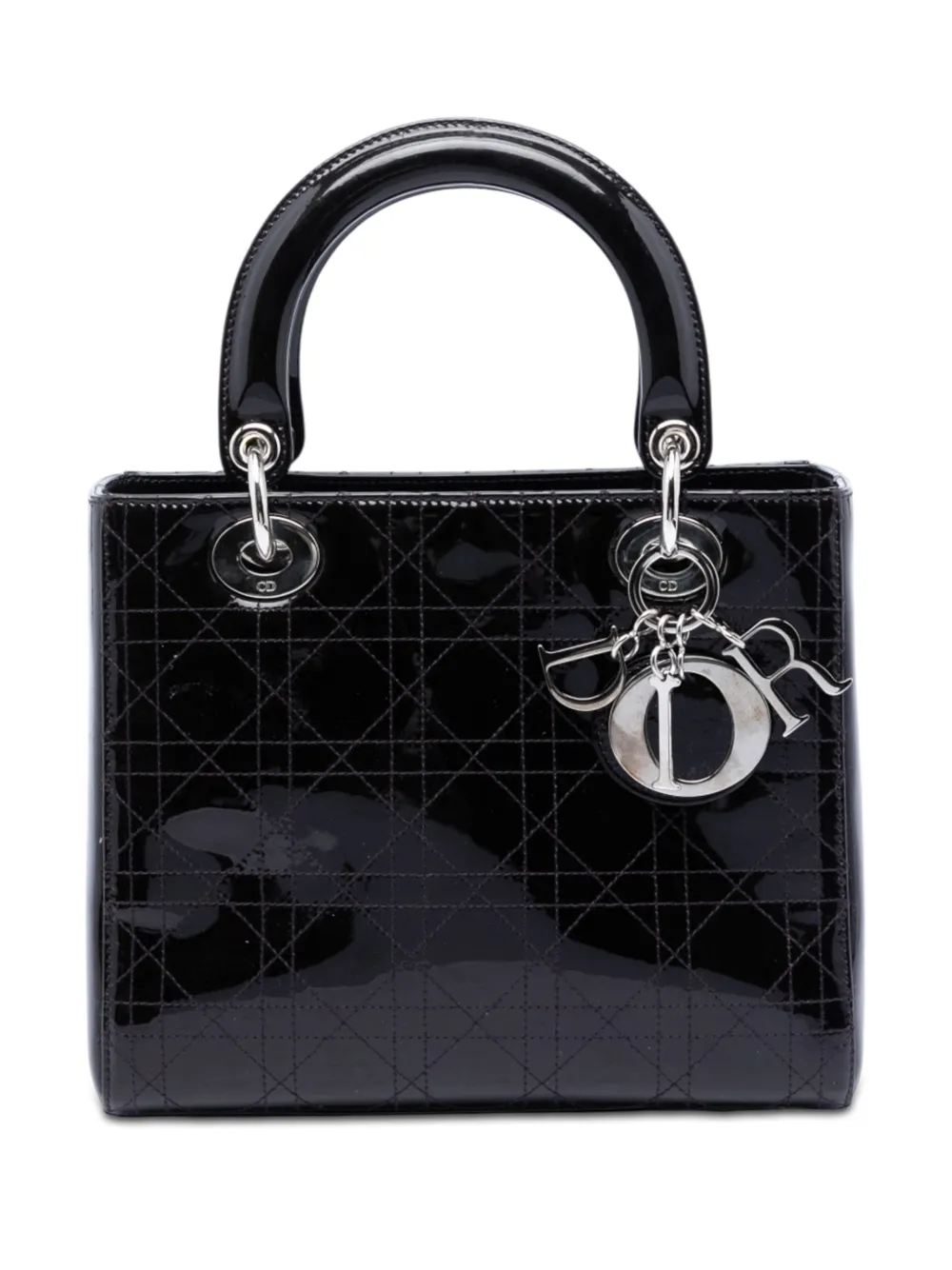 Christian Dior Pre-Owned 2008 Medium Patent Cannage Stitched Lady Dior satchel - Purple