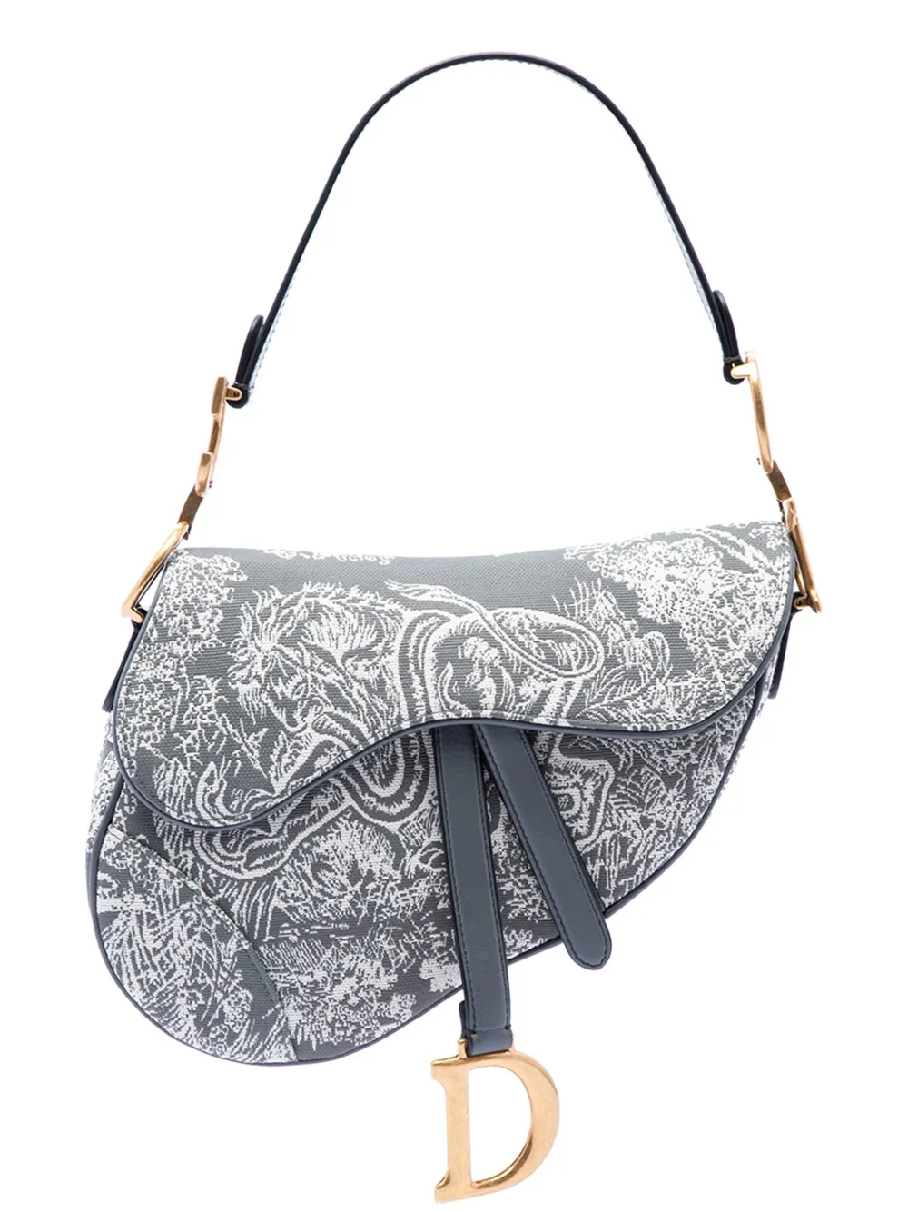 Christian Dior Pre-Owned 2021 Canvas Embroidered Reverse Toile De Jouy Saddle Bag shoulder bag - Grey