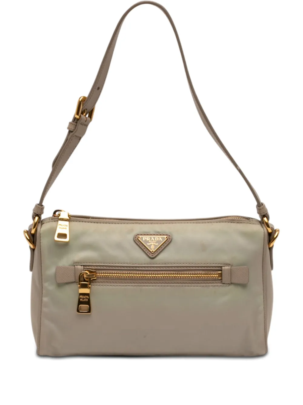 Prada Pre-Owned 2000-2013 Saffiano Trimmed Tessuto Pocket shoulder bag - Toni neutri