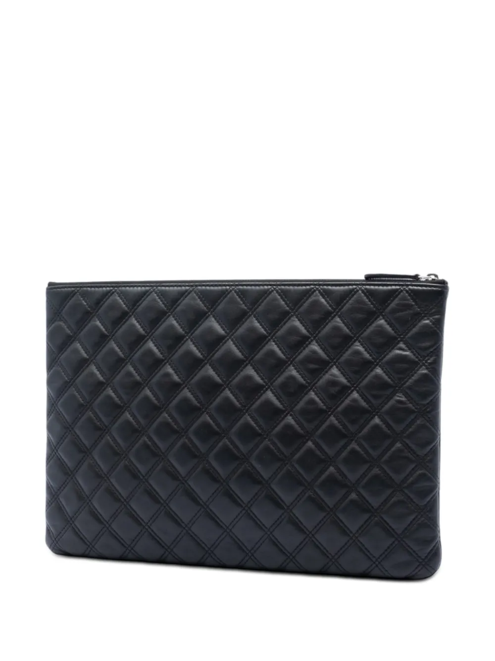  Chanel Pre-owned Bolso De Mano O Case Grande Con Diseño Acolchado De Piel De Borrego 2014-2015 - Negro 
