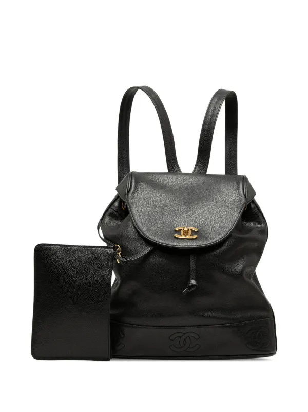 CHANEL Pre-Owned 1996-1997 Caviar Triple CC Backpack | Black  display picture 1
