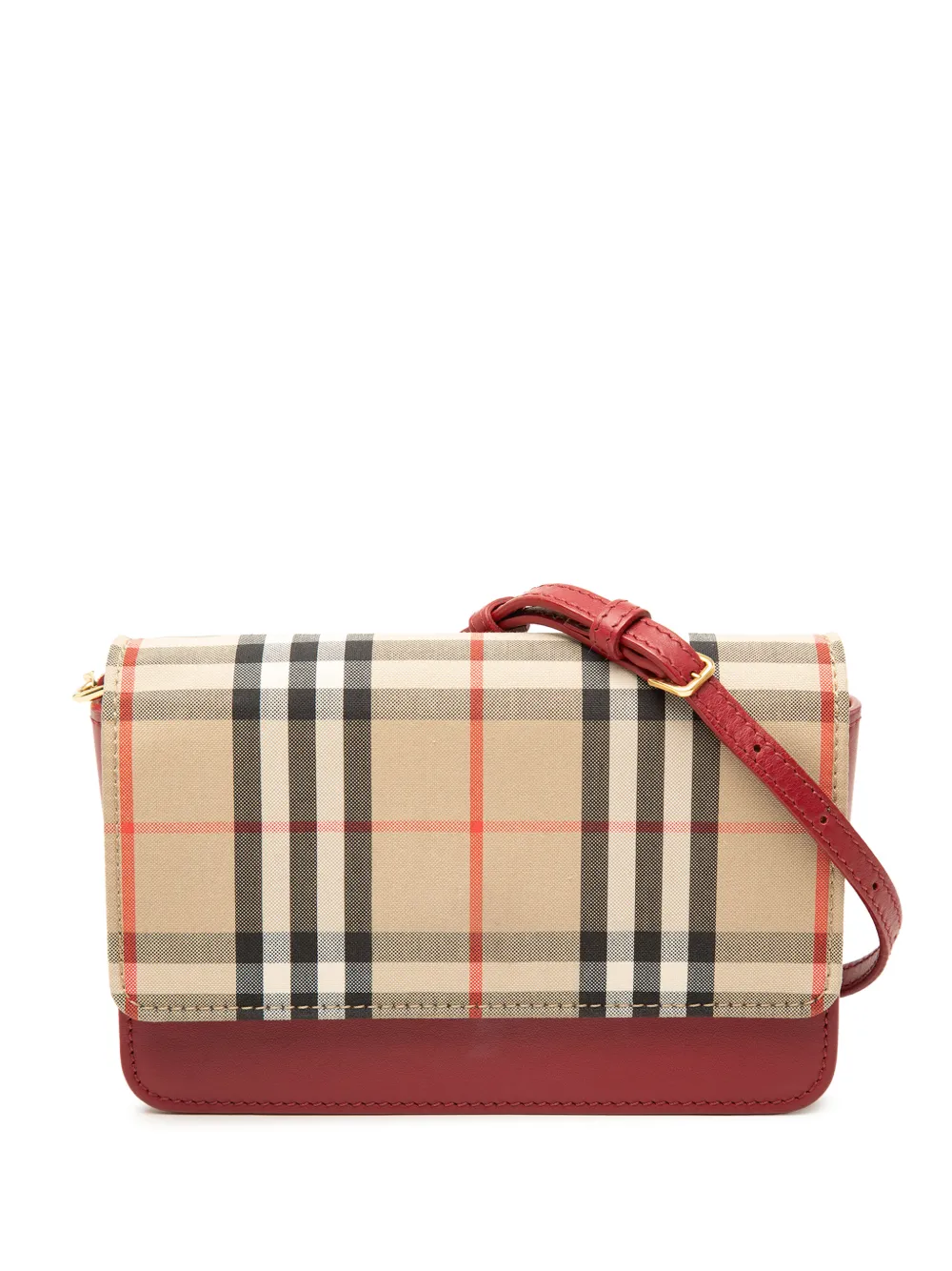 Burberry Pre-Owned 2000-2017 House Check Trimmed Leather Flap crossbody bag - Rosso