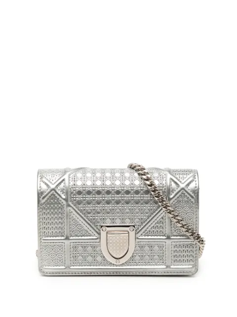 Christian Dior Pre-Owned 2016 Baby Metallic Patent Microcannage Diorama Flap crossbody bag