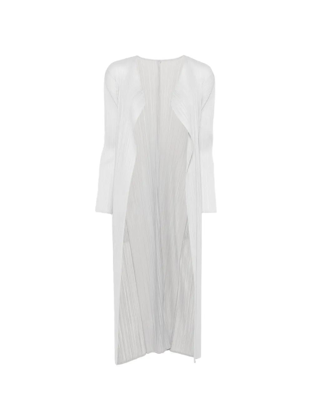 Pleats Please Issey Miyake open-front long-length cardigan - Grigio