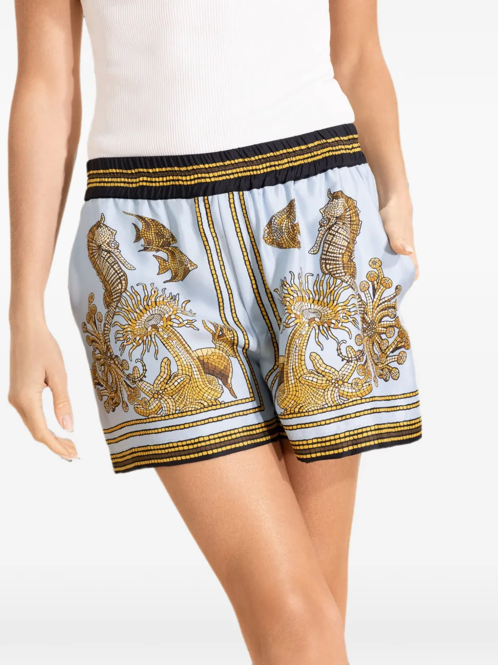 La DoubleJ Oceania Placée shorts met print Blauw