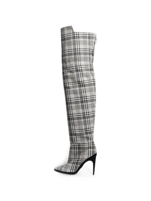 Off-White Pre-Owned tartan-pattern knee-high boots