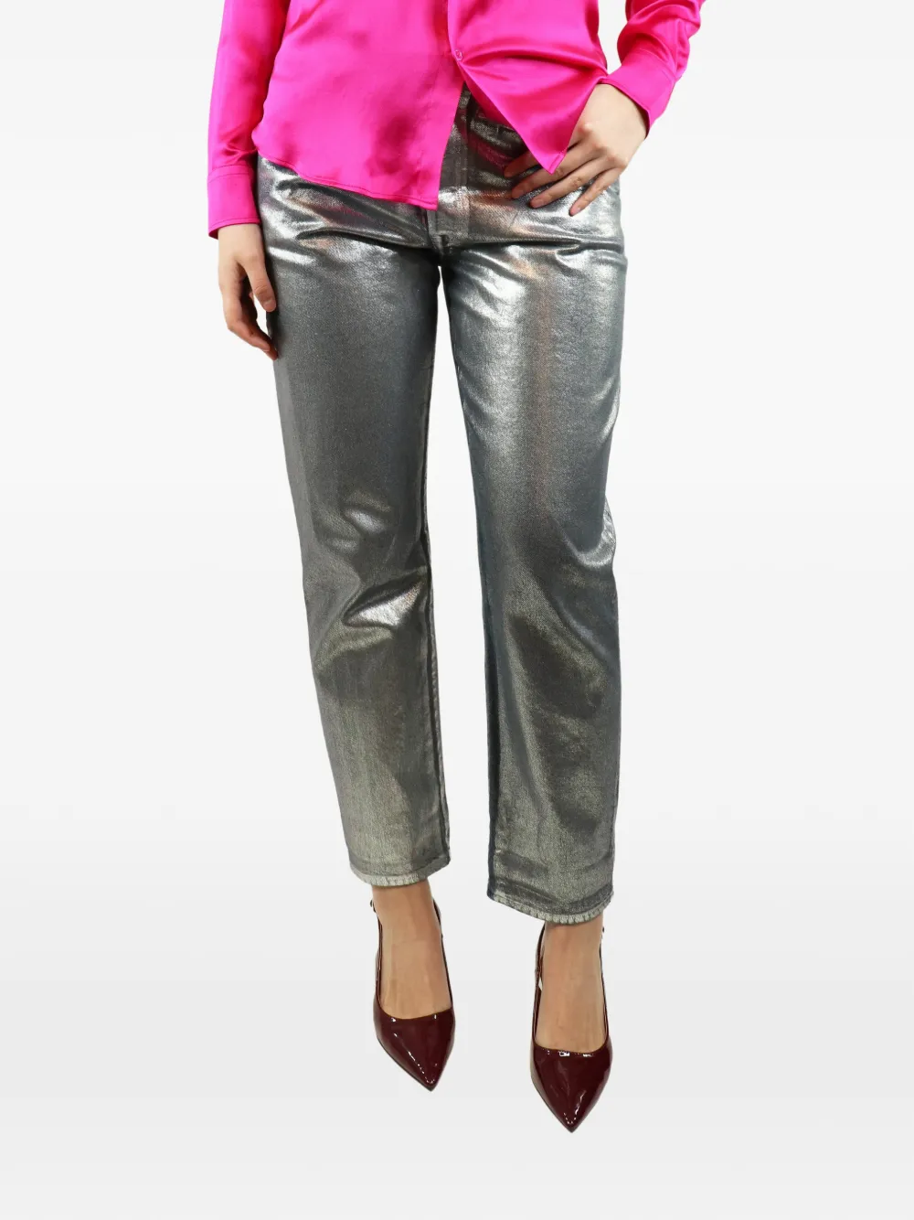 Golden Goose Jeans im Metallic-Look - Silber