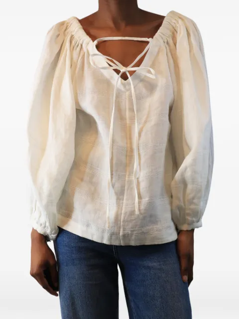 Eudon Choi lace-up puff-sleeve top