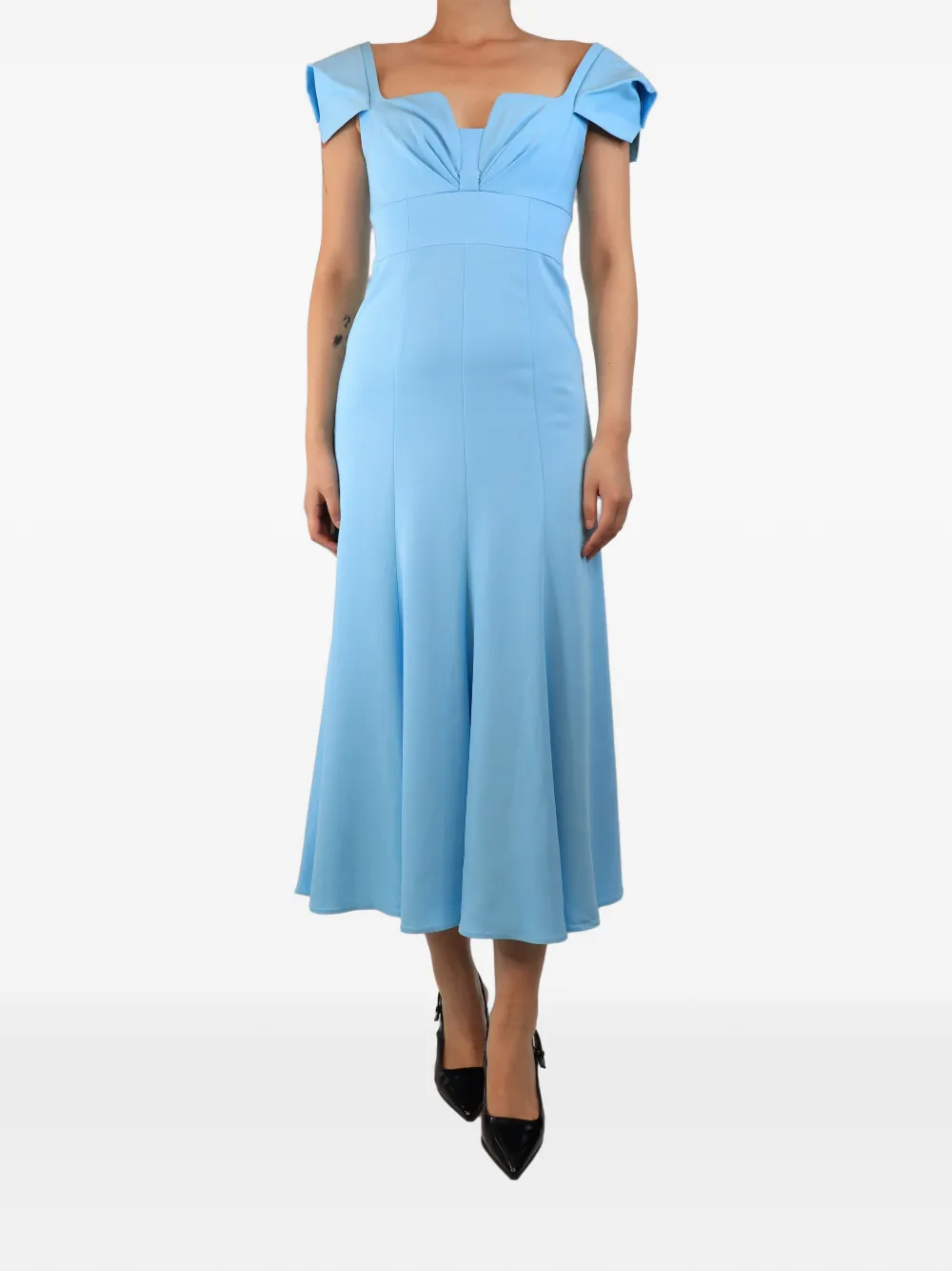 Roland Mouret cap-sleeved midi dress - Blue