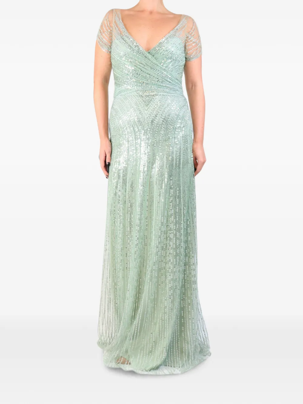 Jenny Packham sequin-embellished maxi dress - Green