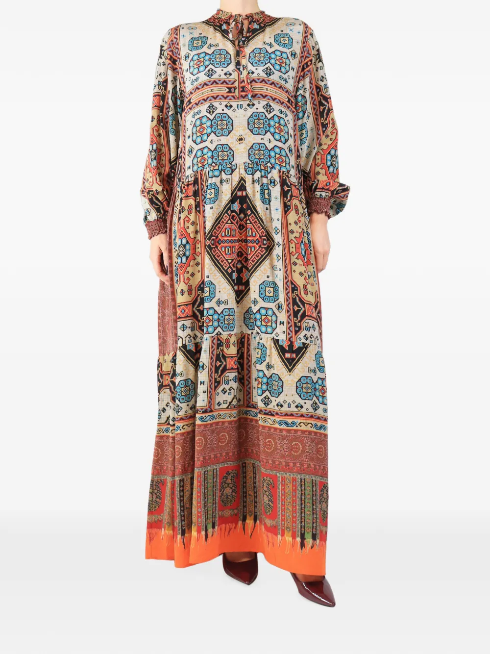 Pierre-Louis Mascia geometric-print maxi dress - Neutrals
