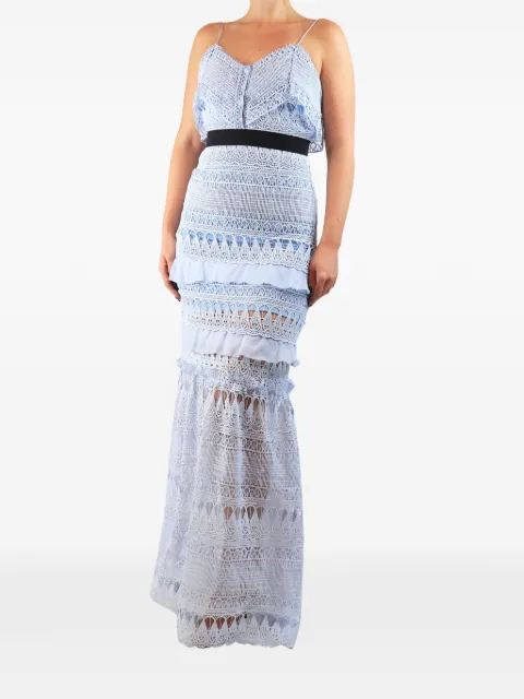 Self-Portrait lace-embroidered tiered maxi dress