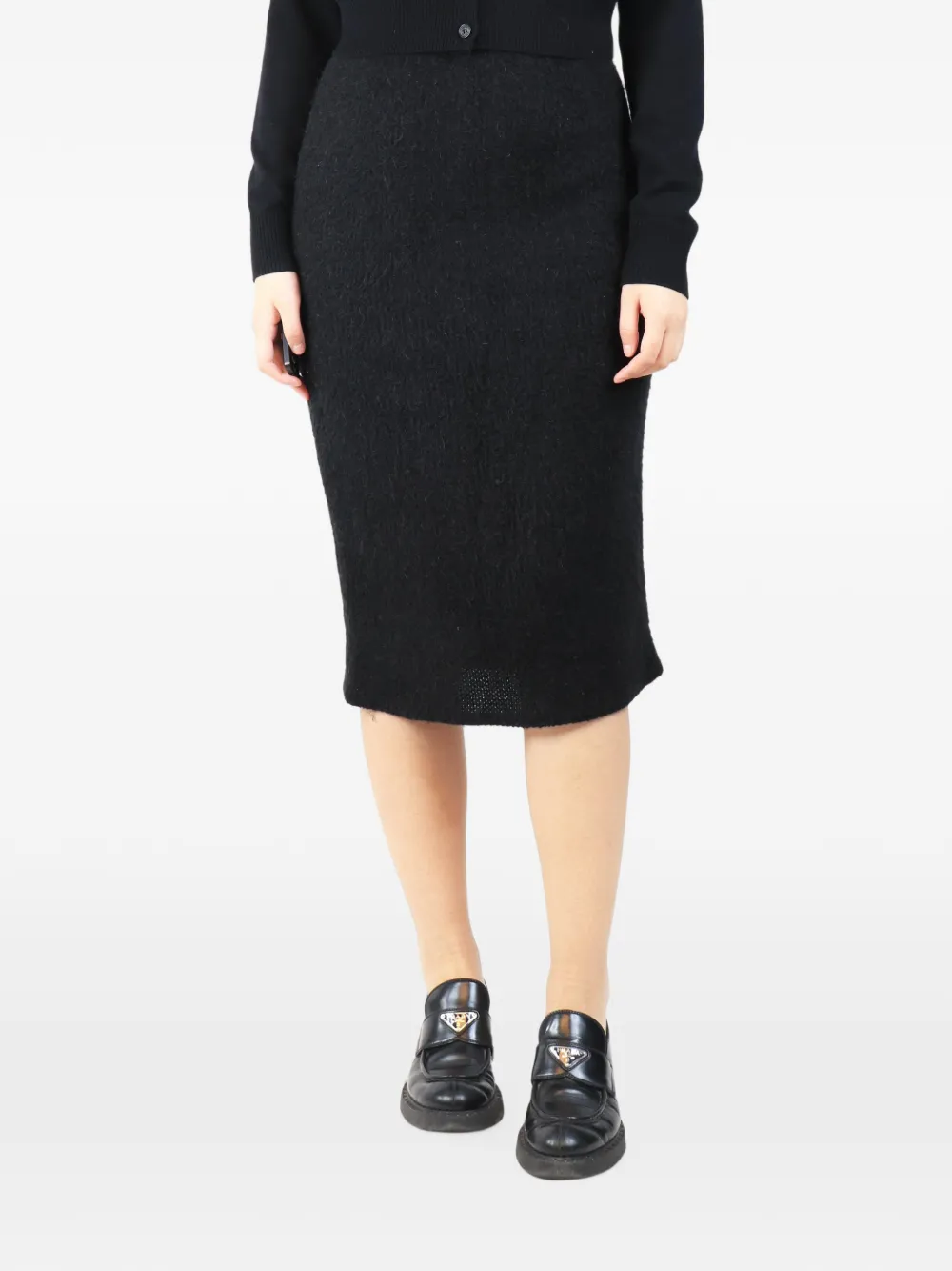 CHANEL Pre-Owned wool-blend midi skirt - Black