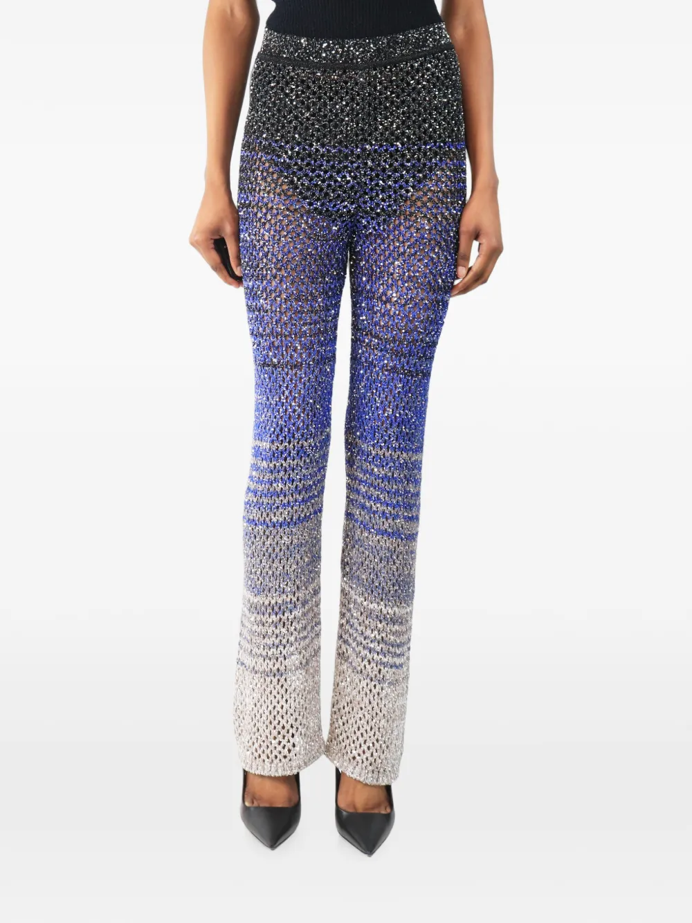 Missoni Pre-Owned pantalon slim à sequins brodés - Bleu