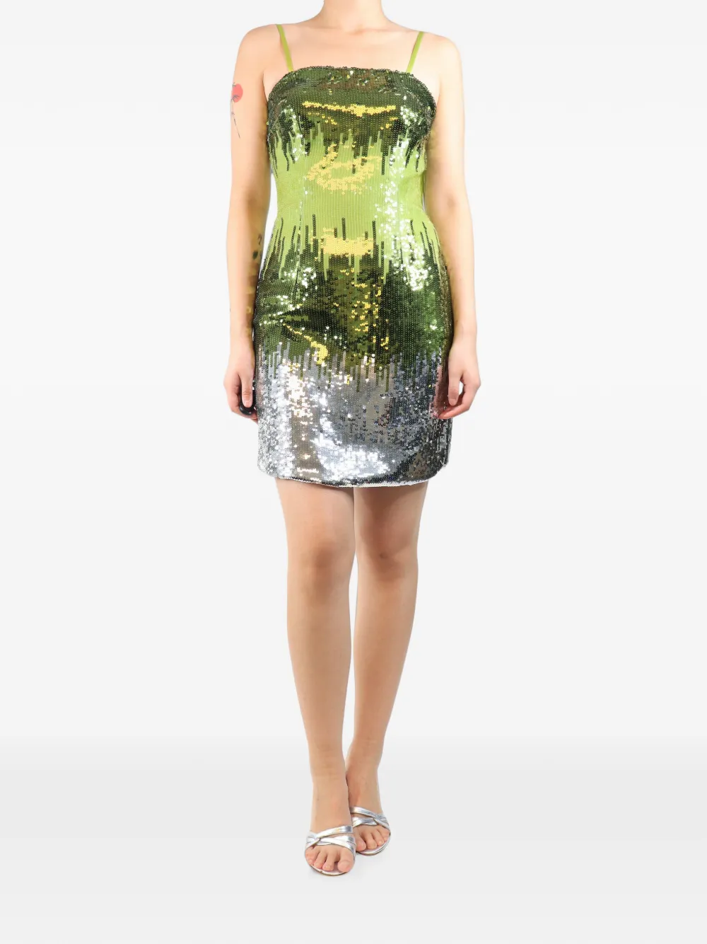 Jovani robe ornée de sequins à fines bretelles - Vert