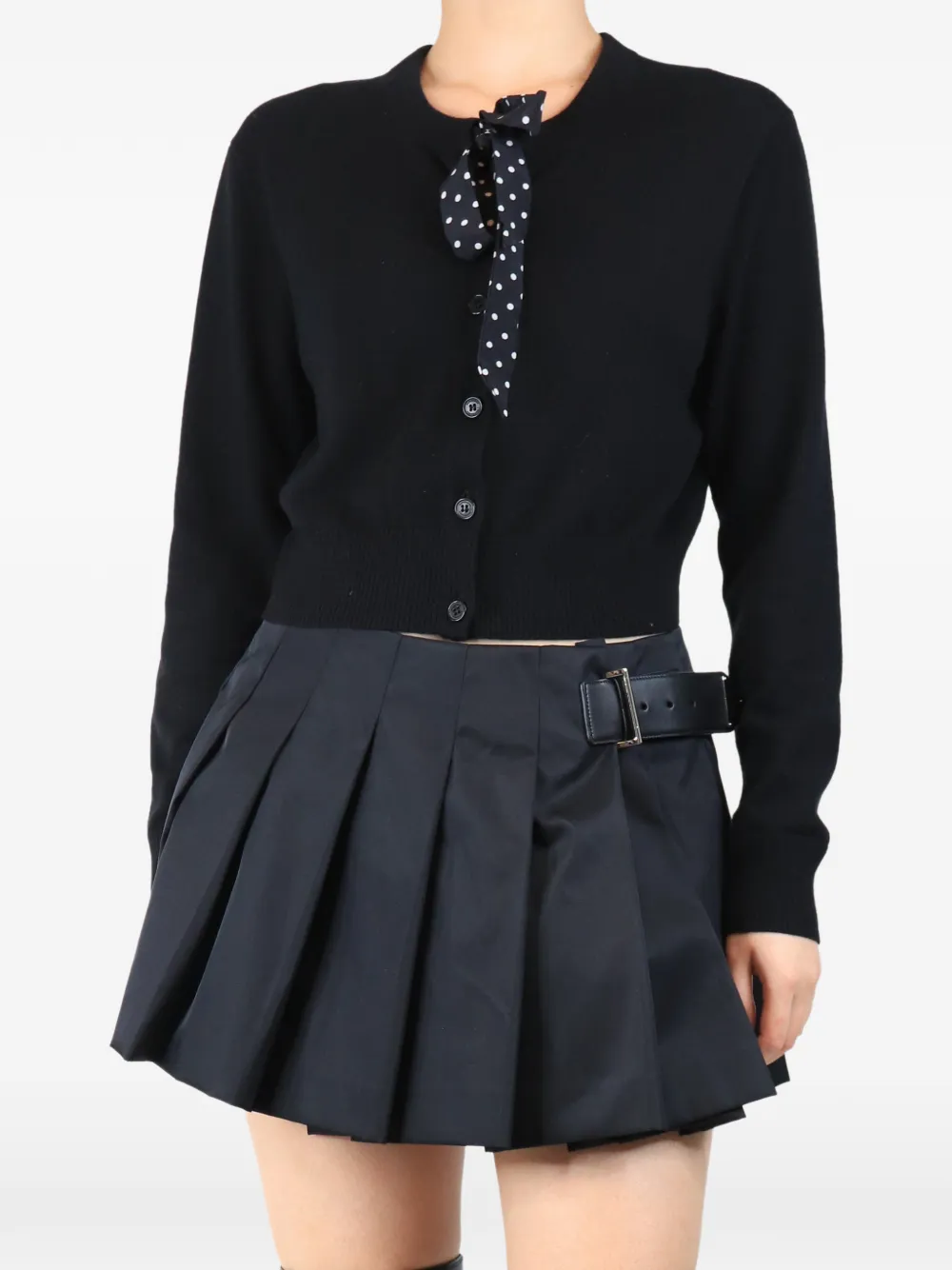 Altuzarra polka-dot neck-tie cropped cardigan - Black