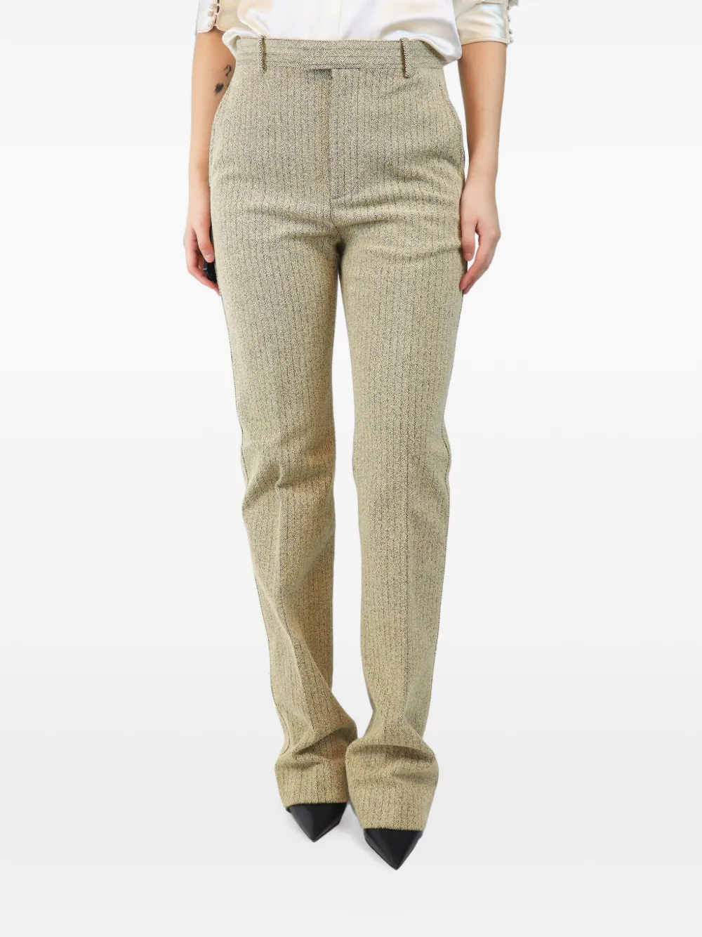 Bottega Veneta Pre-Owned Bouclé-Hose mit Fischgrätenmuster - Nude