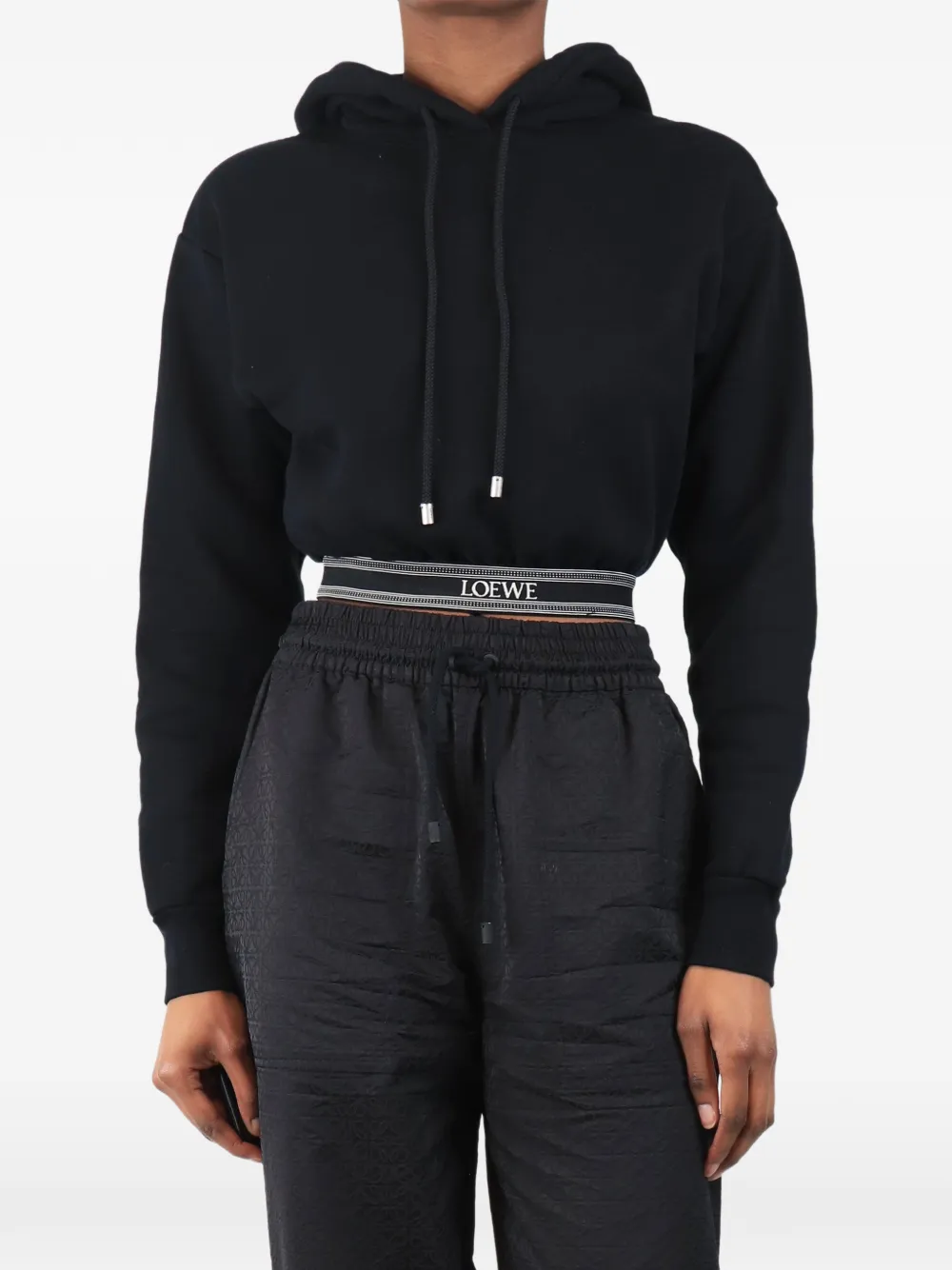 Loewe Pre-Owned Cropped-Hoodie mit Logo - Schwarz