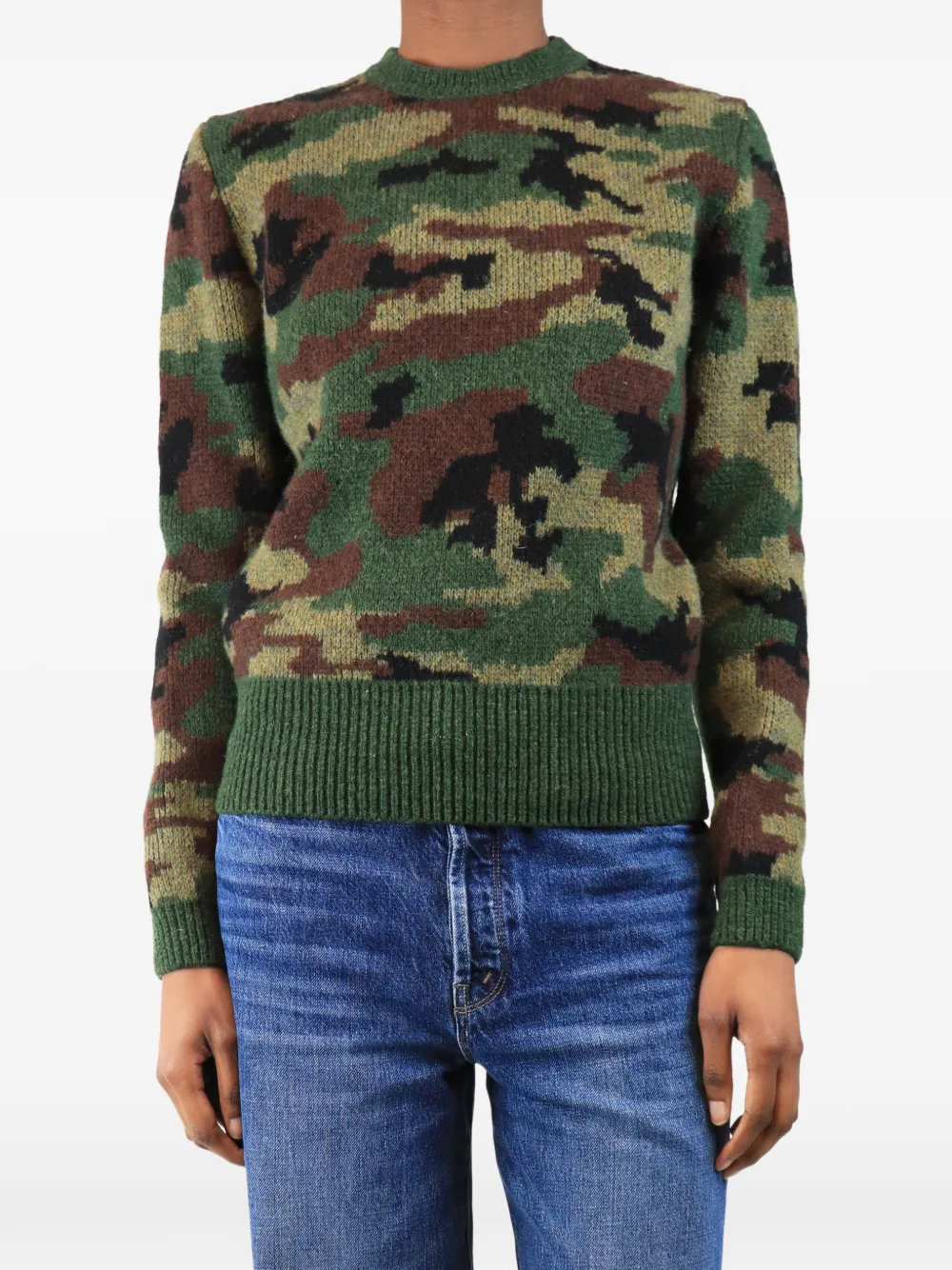 Miu Miu Pre-Owned pull en laine à imprimé camouflage - Vert Miu Miu Pre-Owned pull en laine à imprimé camouflage - Vert
