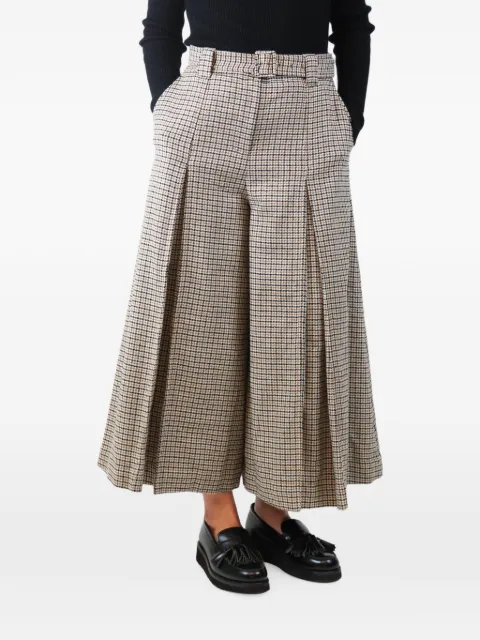 ZIMMERMANN houndstooth-pattern belted pleated wool cropped trousers