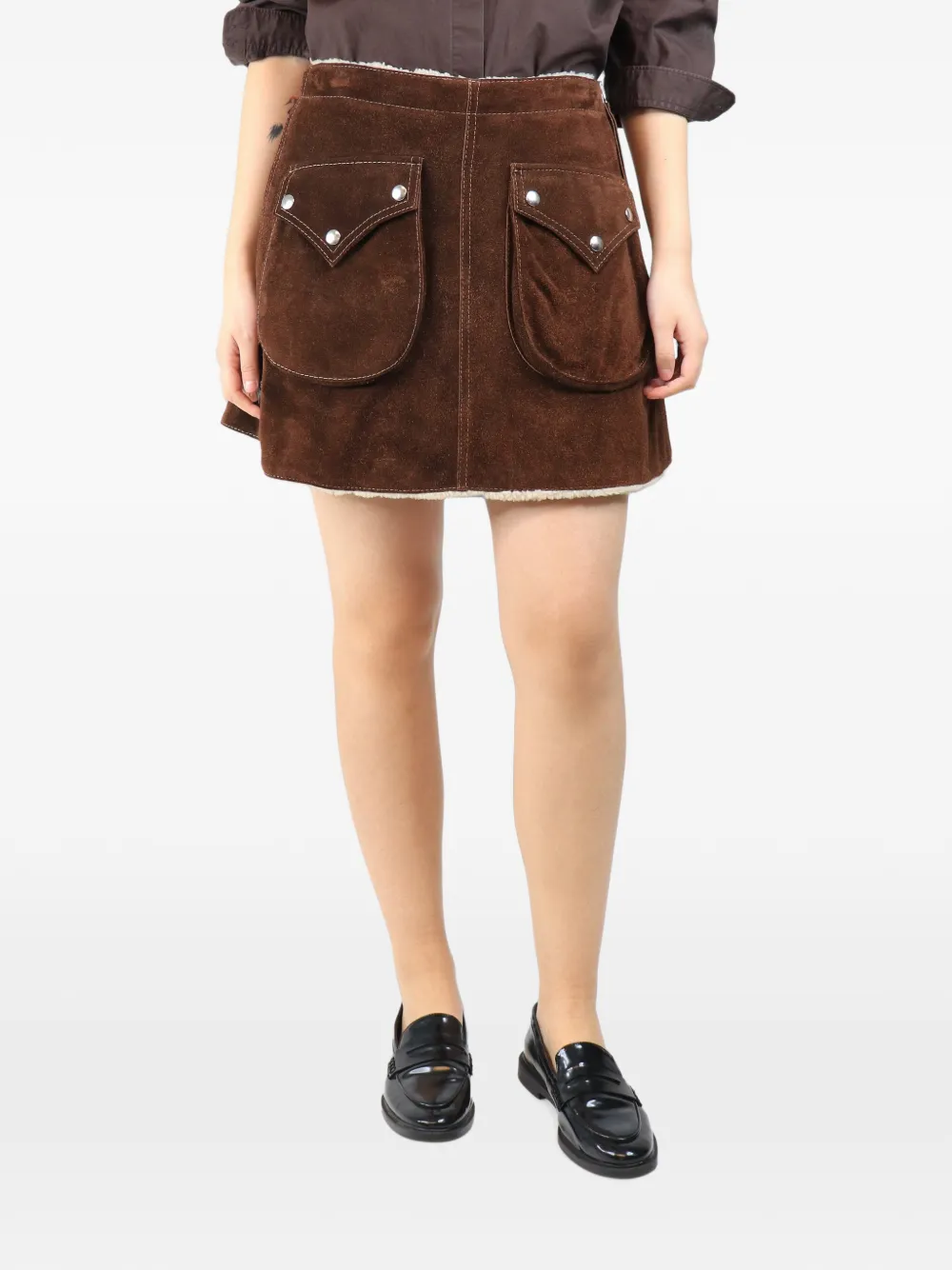 MM6 Maison Margiela Minigonna in tweed con tasche applicate - Marrone