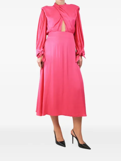 FARM Rio crossover-front tie-cuff midi dress