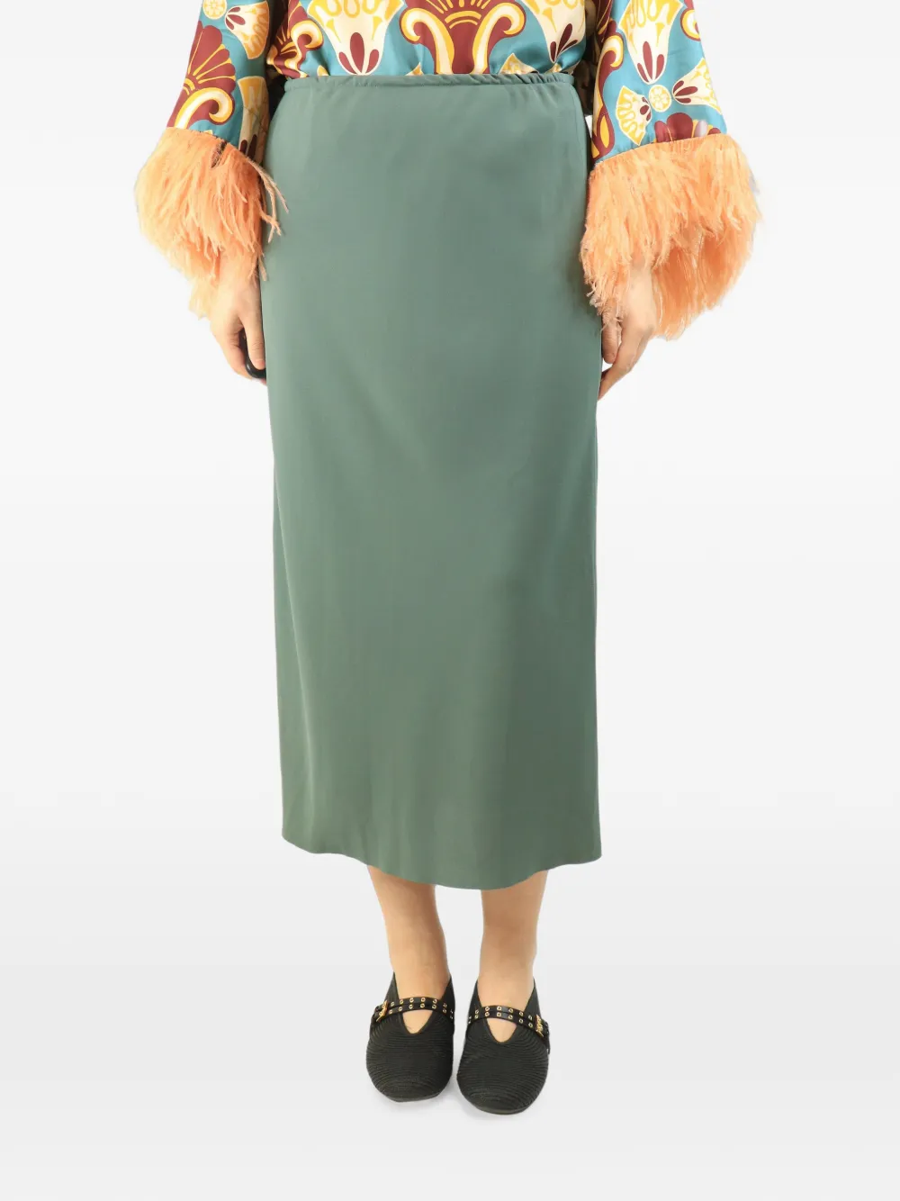 Dries Van Noten Pre-Owned Gonna midi con vita elasticizzata - Verde