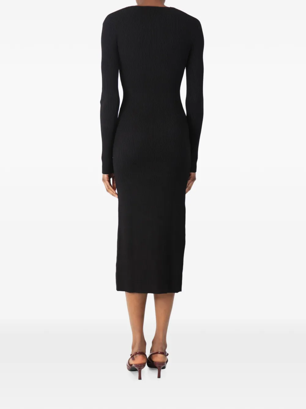 ganni knitted dress rib-knit Midi | Black Rib knit