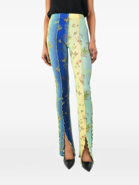 SIEDRES butterfly-print lettuce-trim trousers