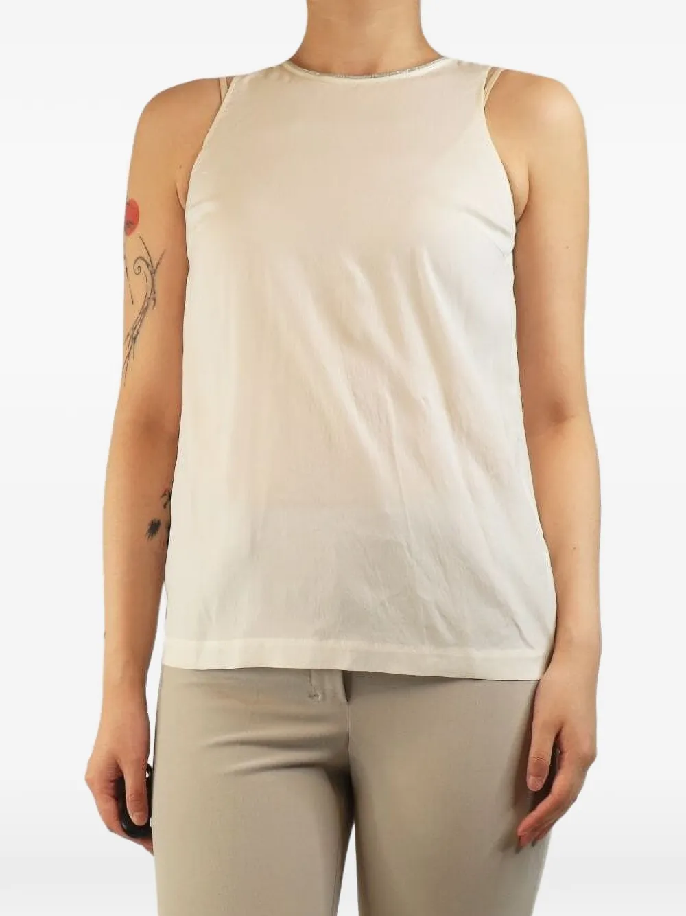 Brunello Cucinelli Vintage Blusentop mit Monili-Kragen - Nude