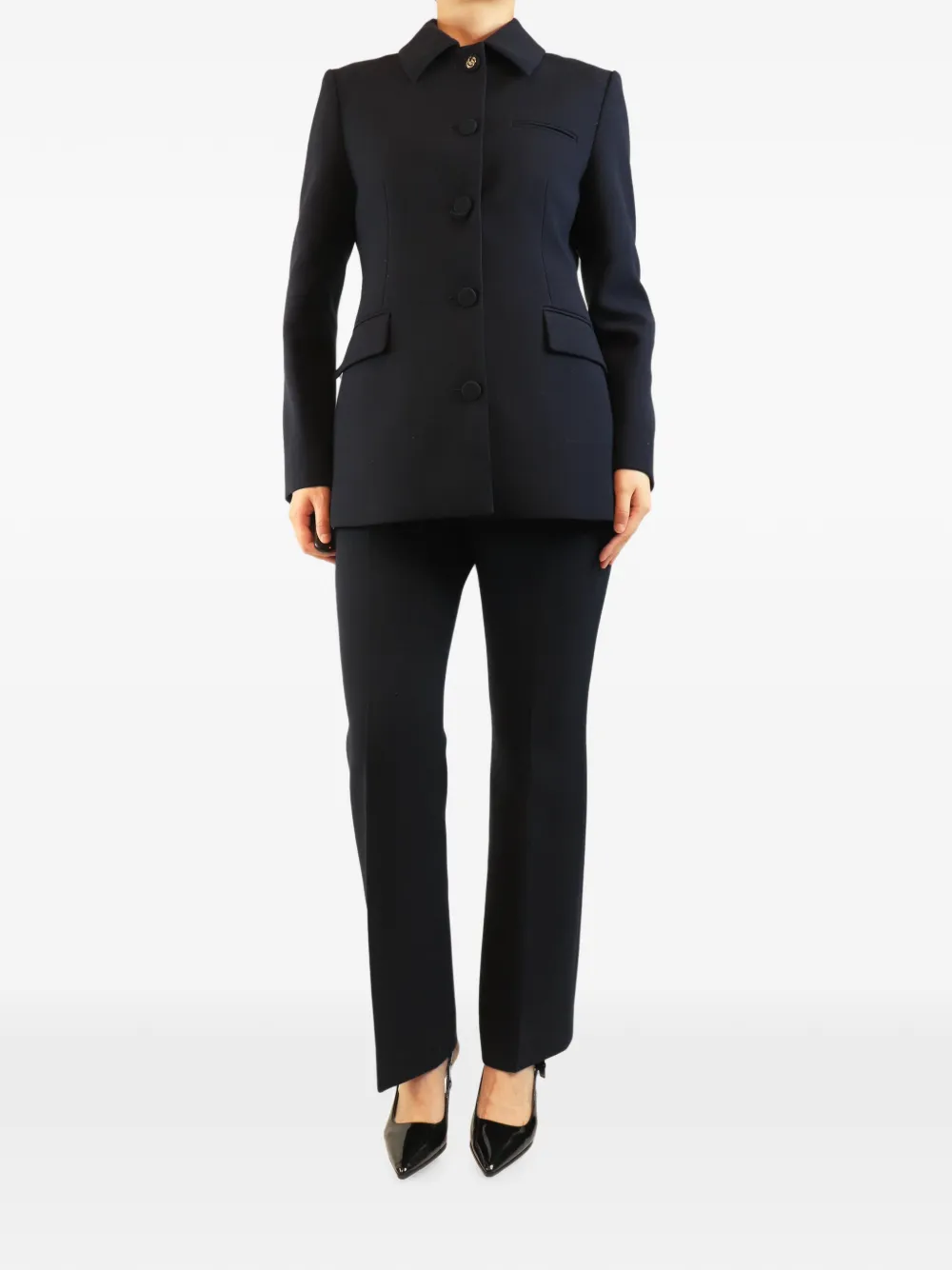 Gucci Pre-Owned Completo monopetto in lana - Blu