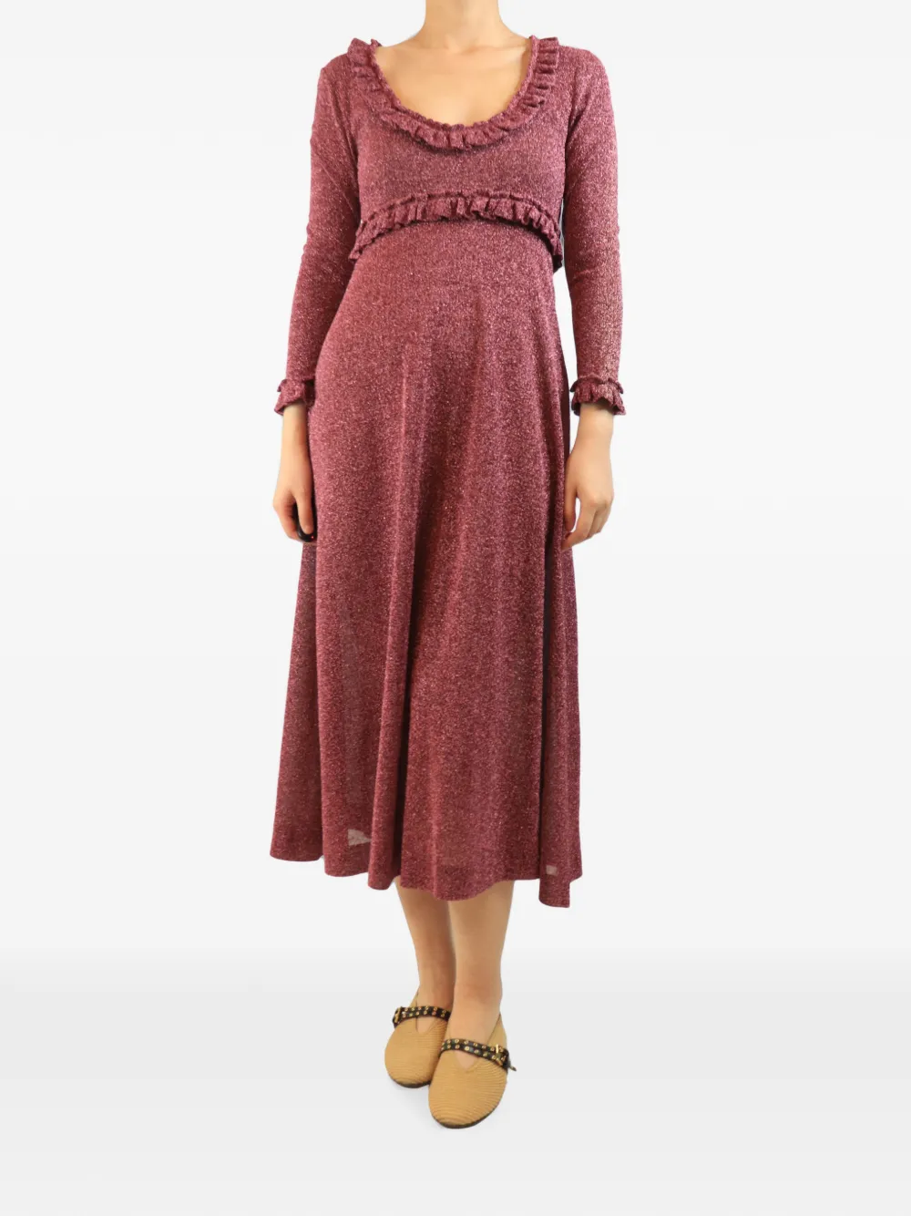 Alexa Chung Abito midi con ruches - Rosa