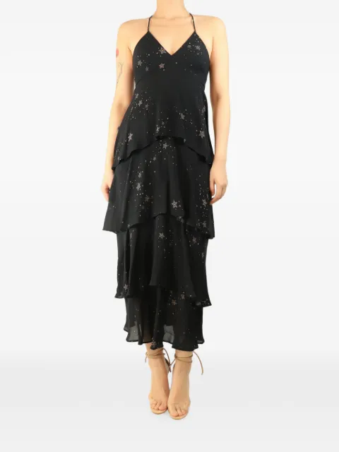 A.L.C. star-print tiered slip midi dress