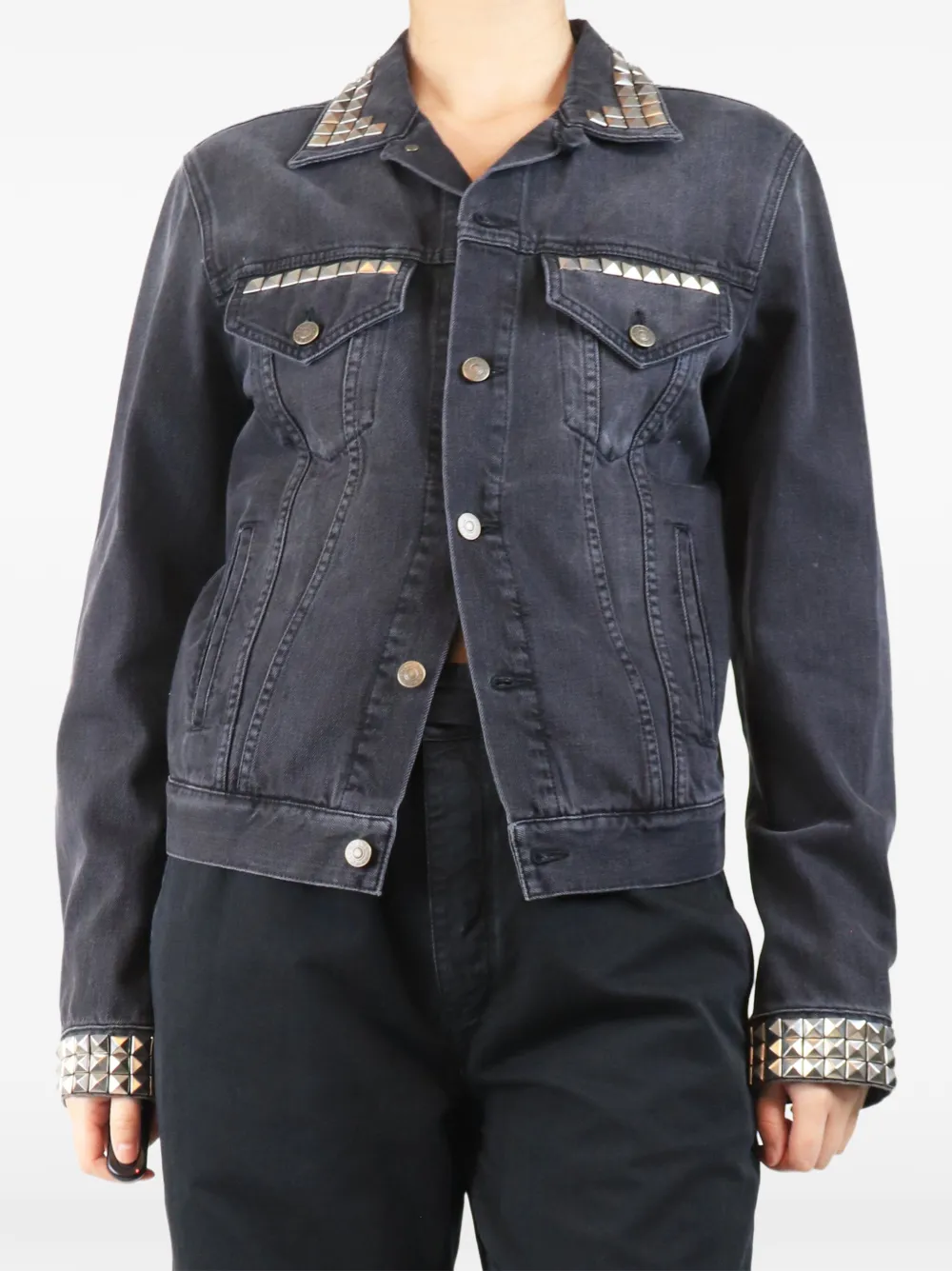 Gucci Pre-Owned Giacca denim con borchie - Nero