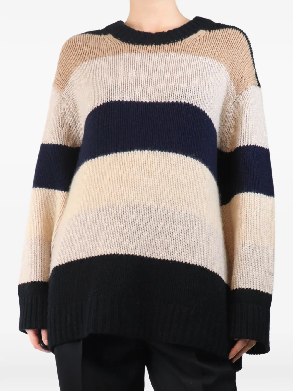 KHAITE Pre-Owned Gestreifter Oversized-Pullover - Nude