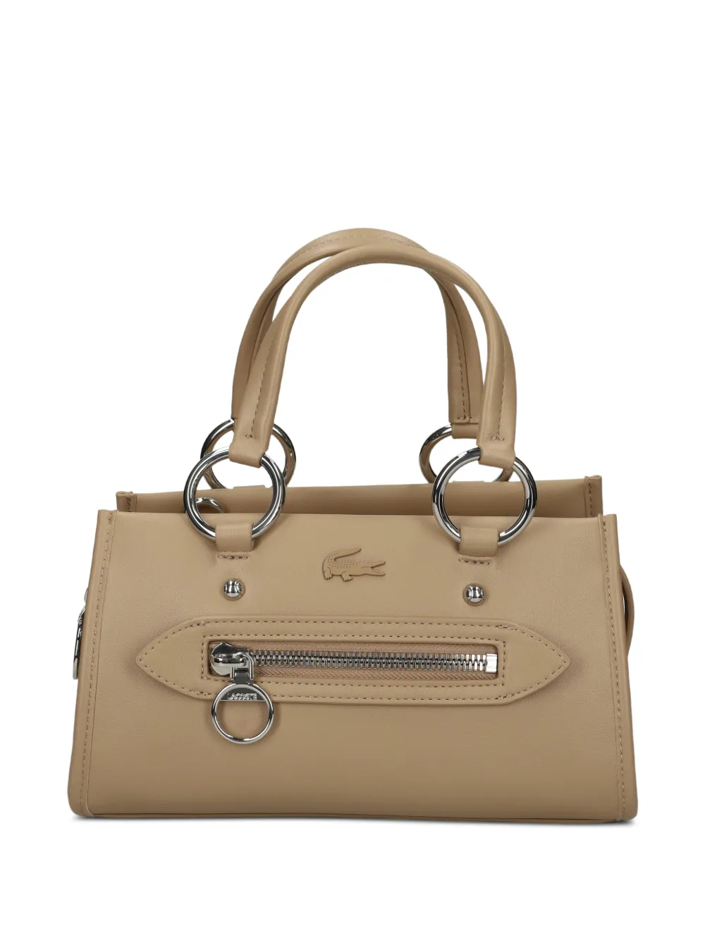 Lacoste small Celys ring-detail logo-patch tote bag - Toni neutri
