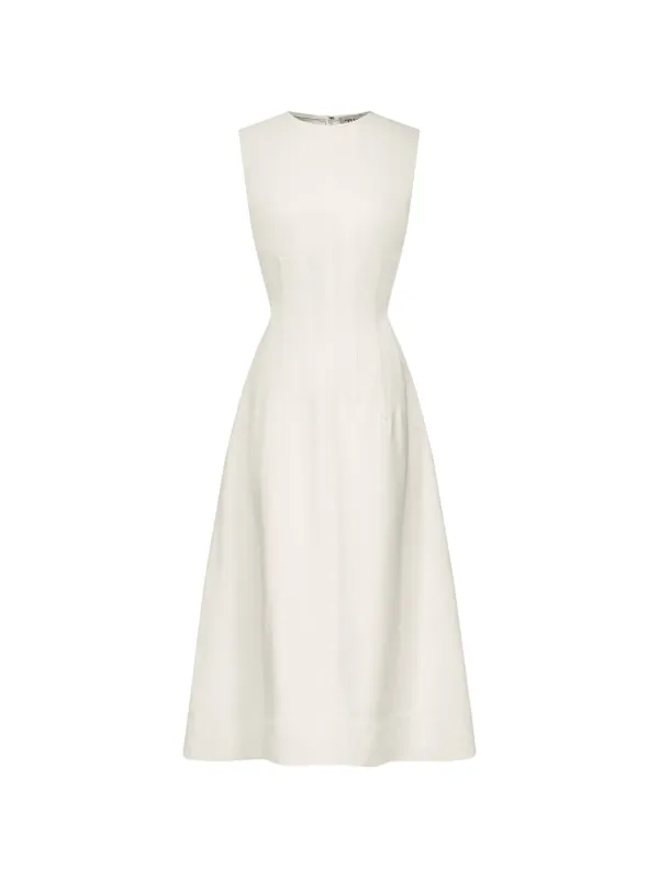 Twp Dart-detail Sleeveless Midi Dress in Neutrals