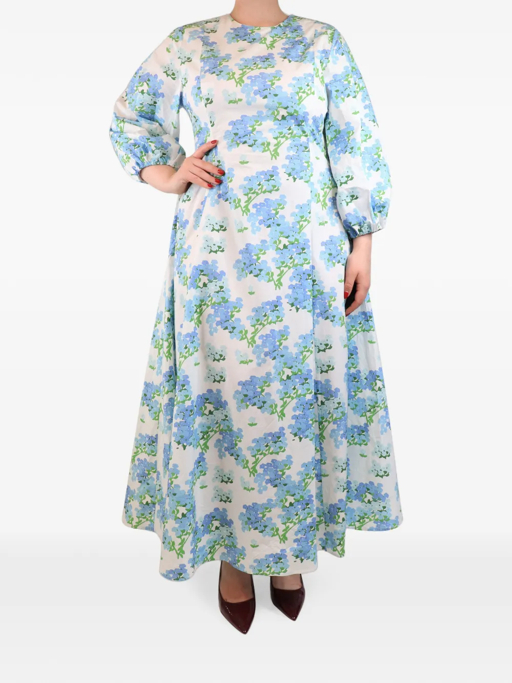 Bernadette floral-print puff-sleeve maxi dress - White