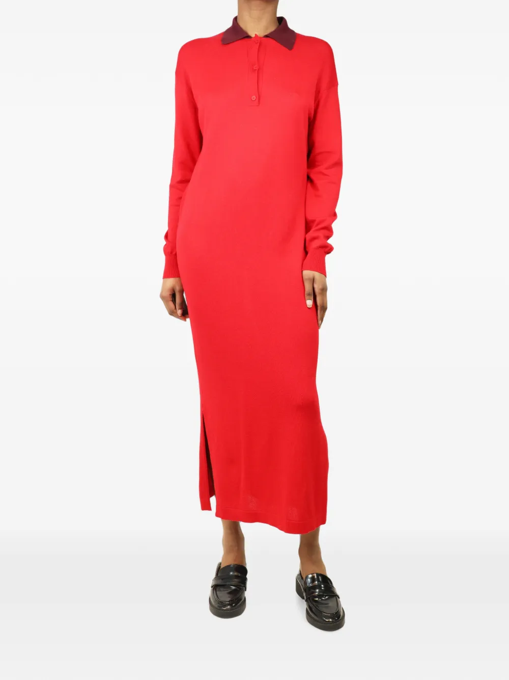Loewe Pre-Owned Abito midi stile polo in maglia - Rosso