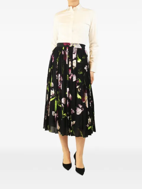 ERDEM floral-print pleated midi skirt