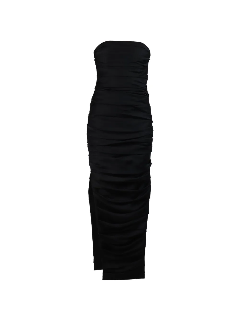 KHAITE Pre-Owned Abito midi con ruches senza spalline - Nero