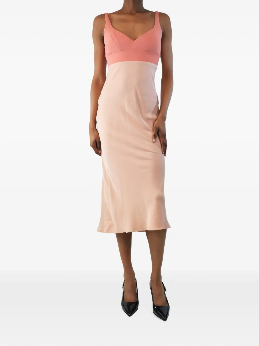 Tome robe mi-longue à design ton sur ton - Rose