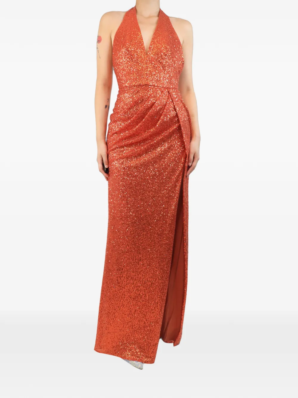 Elie Saab Abito lungo con paillettes - Arancione