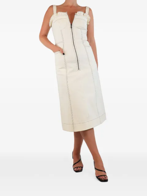 Sea contrast-stitched ruffled midi dress
