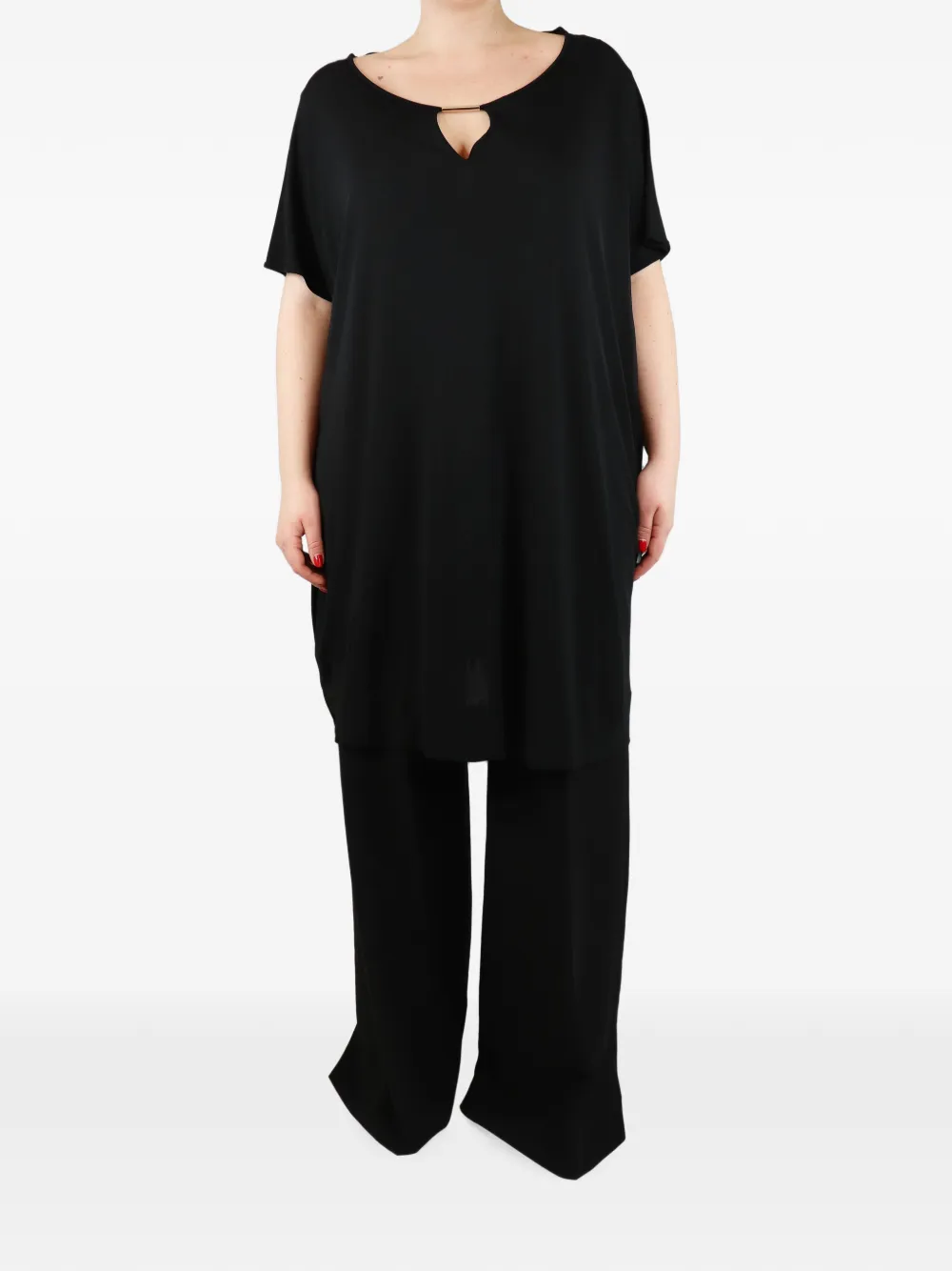 Diane Von Furstenberg Vintage robe courte à manches courtes et découpe - Noir